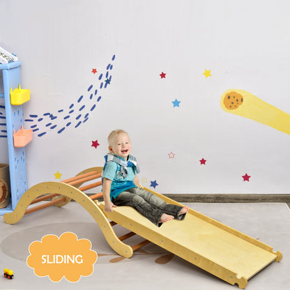 3-in-1 Wooden Arch Climber Set with Ramp and Rocker Mat