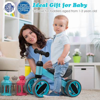 4 Wheels Baby Balance Bike Toy-Blue - Blue