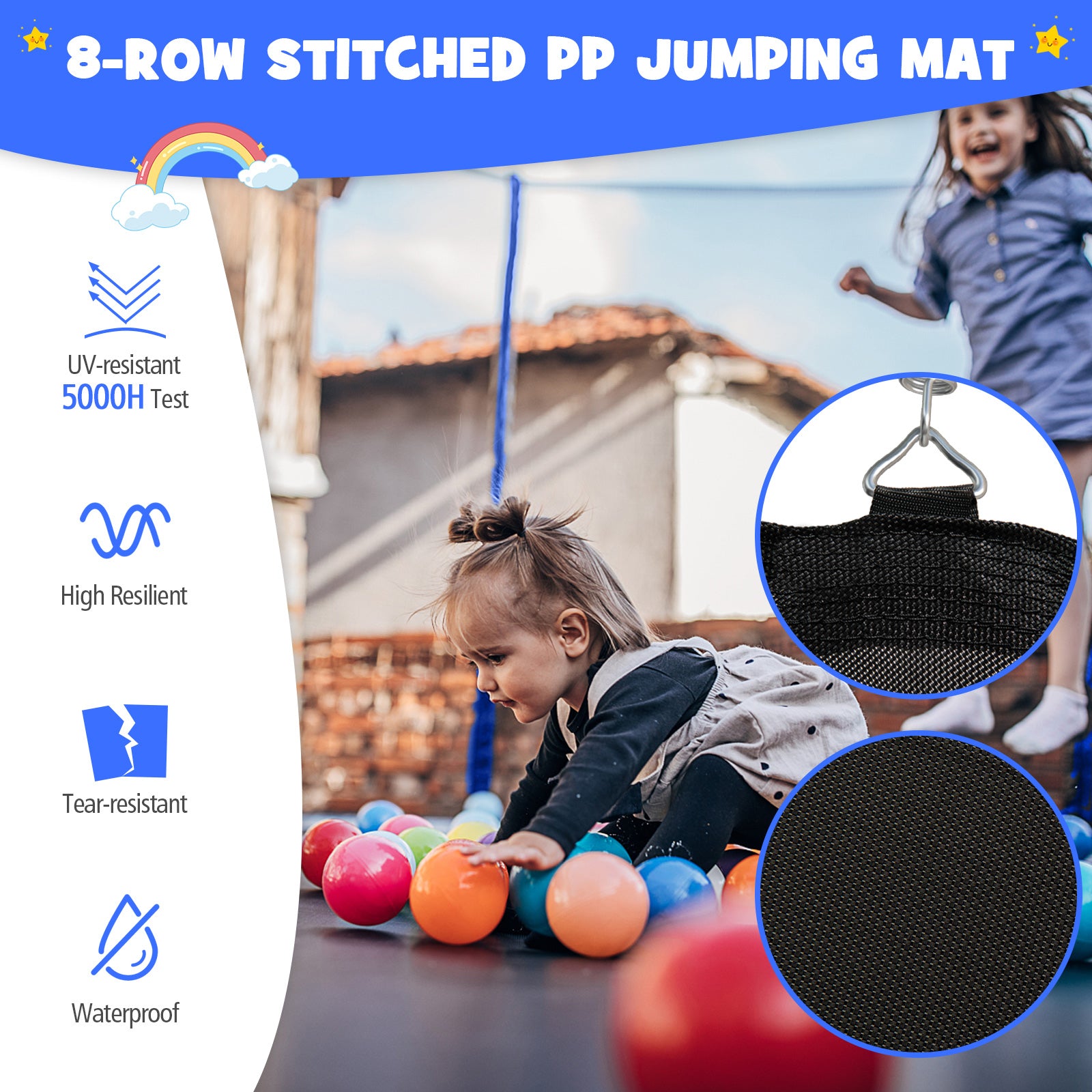 15/16 Feet Outdoor Recreational Trampoline with Enclosure Net-15ft - 14 Ft