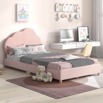Twin Bed Frame with Height-Adjustable Headboard and Sturdy Wooden Slats