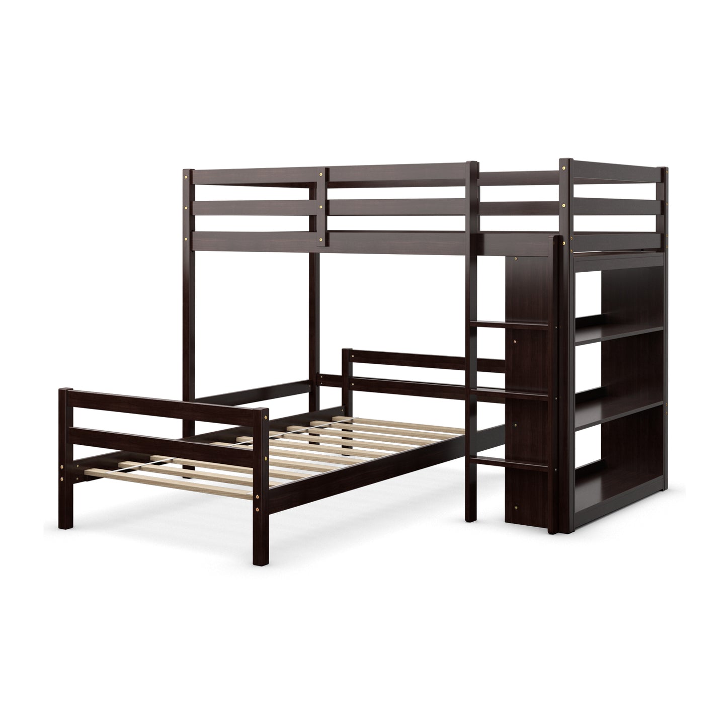 Twin Over Twin Loft Bunk Bed with Bookcase