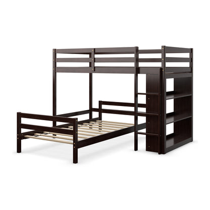 Twin Over Twin Loft Bunk Bed with Bookcase