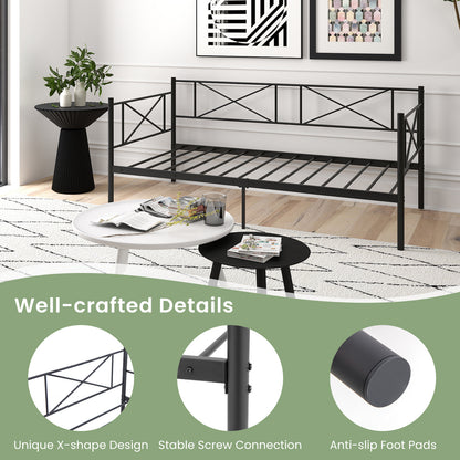 Twin Size Platform Bed with Heavy-duty Metal Slat Support