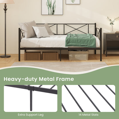 Twin Size Platform Bed with Heavy-duty Metal Slat Support