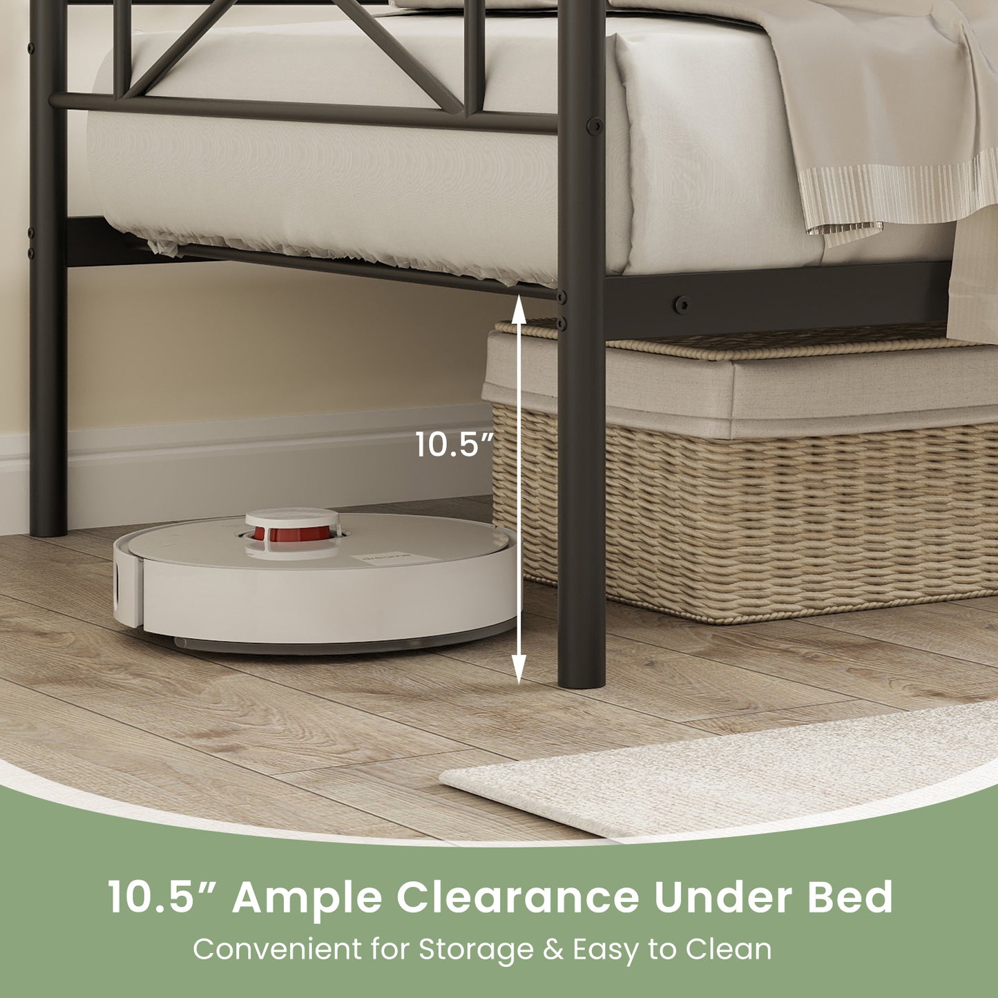 Twin Size Platform Bed with Heavy-duty Metal Slat Support