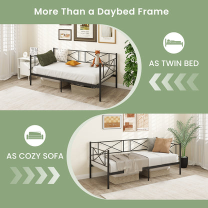 Twin Size Platform Bed with Heavy-duty Metal Slat Support