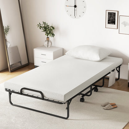 Cot Size Folding Bed with Memory Foam Mattress and Pillow