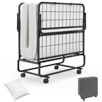 Folding Guest Bed with Memory Foam Mattress and Pillow