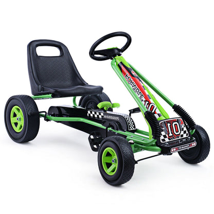 4 Wheels Kids Ride On Pedal Powered Bike Go Kart Racer Car Outdoor Play Toy-Pink - Green