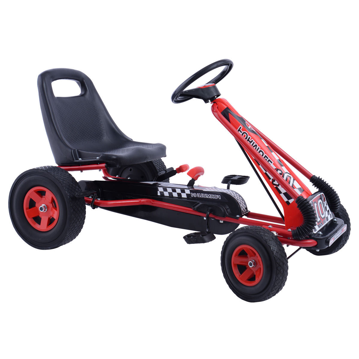 4 Wheels Kids Ride On Pedal Powered Bike Go Kart Racer Car Outdoor Play Toy-Pink - Red