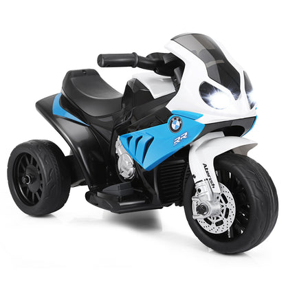 6V Kids 3 Wheels Riding BMW Licensed Electric Motorcycle-Black - Blue