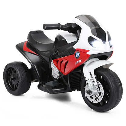 6V Kids 3 Wheels Riding BMW Licensed Electric Motorcycle-Black - Red