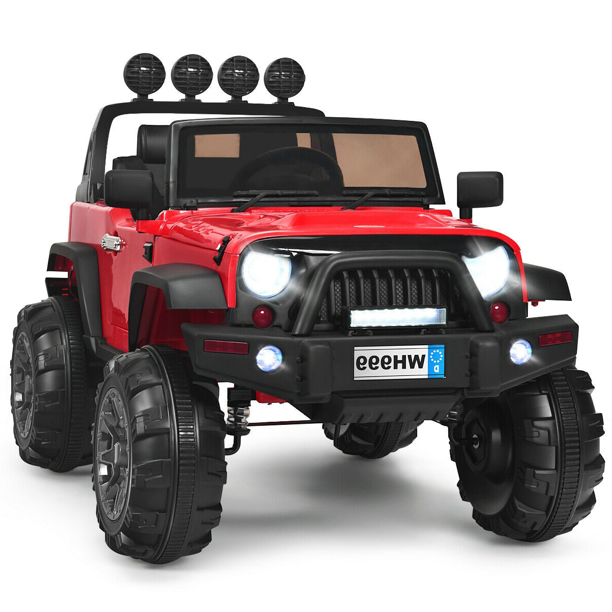 12V Kids Ride On Truck with Remote Control and Double Magnetic Door-Pink - Red