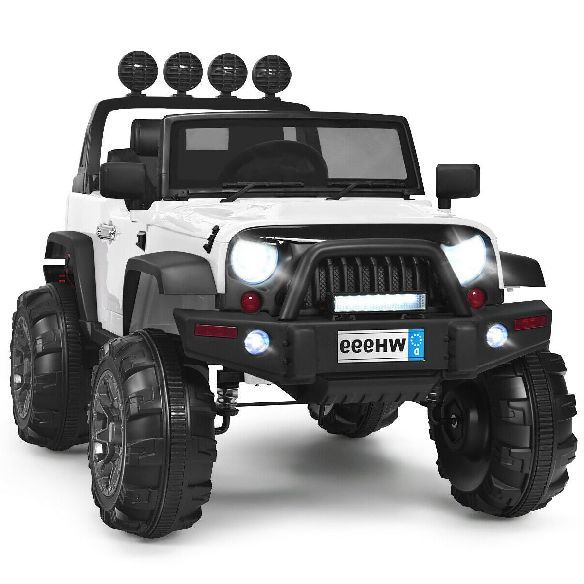 12V Kids Ride On Truck with Remote Control and Double Magnetic Door-Pink - White