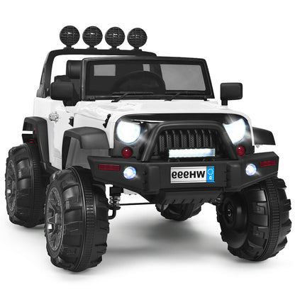 12V Kids Ride On Truck with Remote Control and Double Magnetic Door-Pink - White