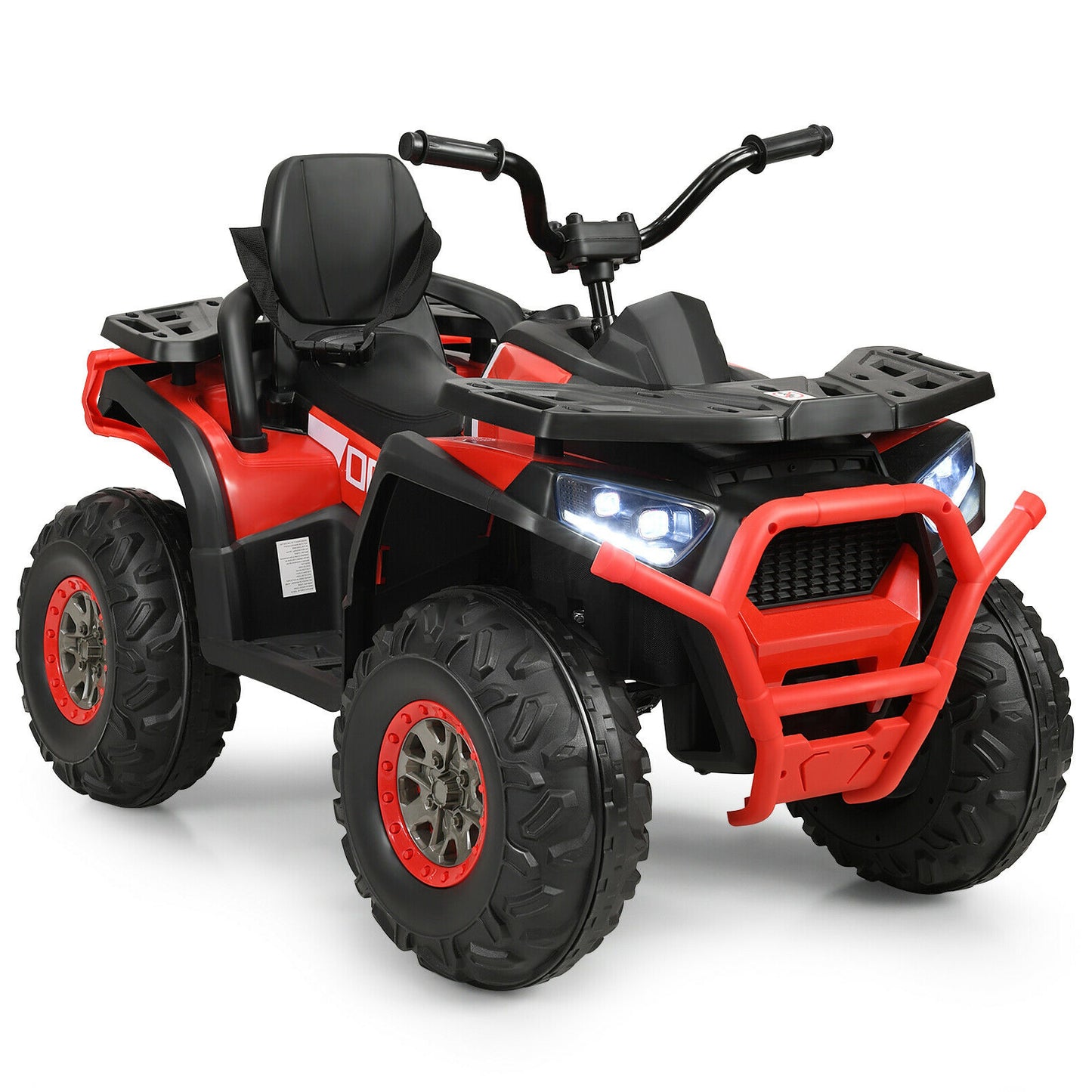 12 V Kids Electric 4-Wheeler ATV Quad with MP3 and LED Lights-Black - Red