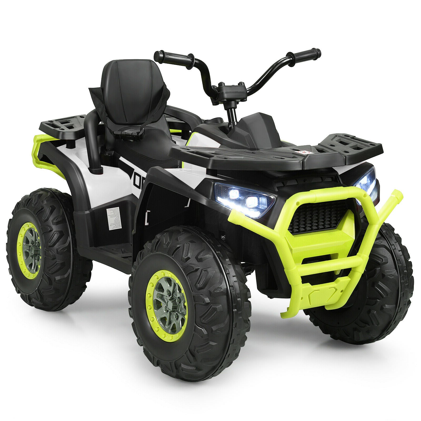 12 V Kids Electric 4-Wheeler ATV Quad with MP3 and LED Lights-Black - White