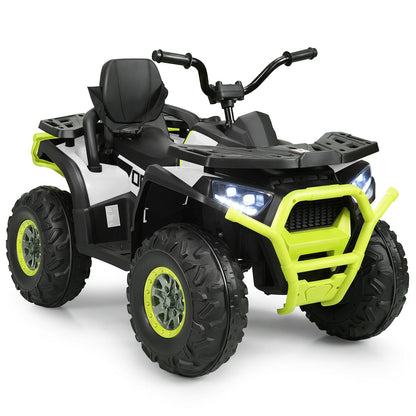 12 V Kids Electric 4-Wheeler ATV Quad with MP3 and LED Lights-Black - White