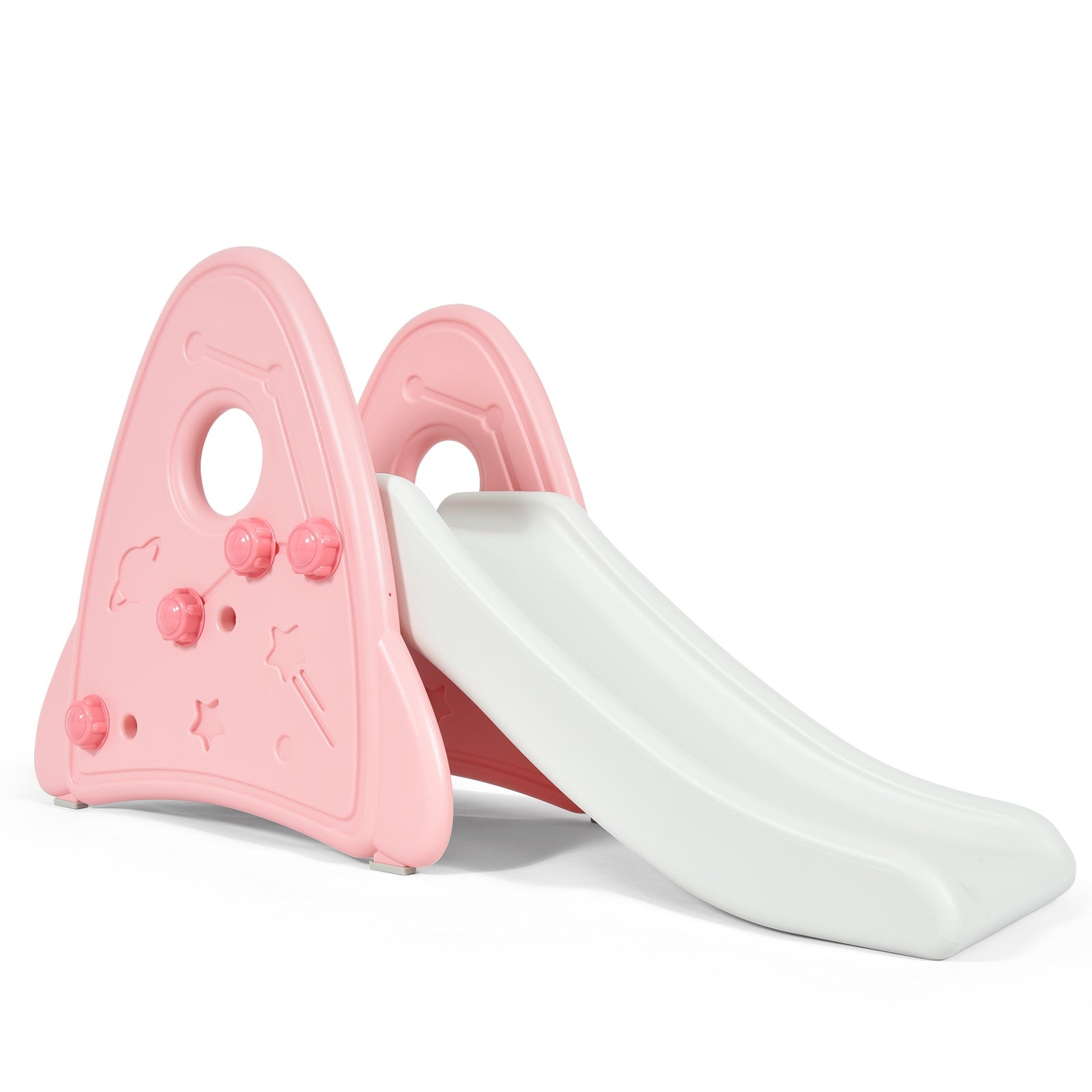Freestanding Baby Slide Indoor First Play Climber Slide Set for Boys Girls -Gray - Pink