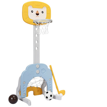 3-in-1 Adjustable Kids Basketball Hoop Sports Set-Green - Yellow