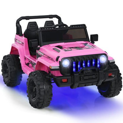 12V Kids Ride-on Jeep Car with 2.4 G Remote Control-White - Pink