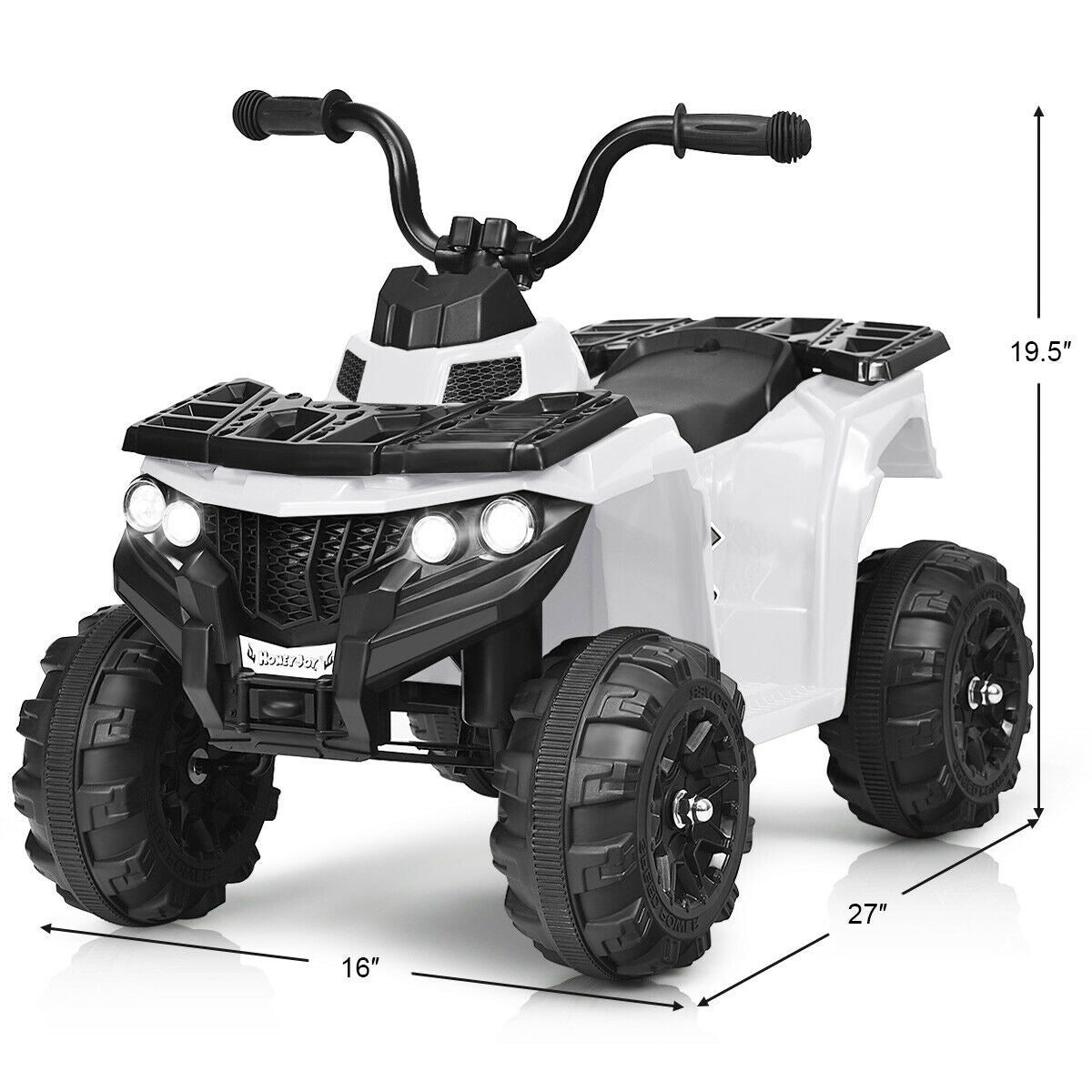 6V Battery Powered Kids Electric Ride on ATV-White - White