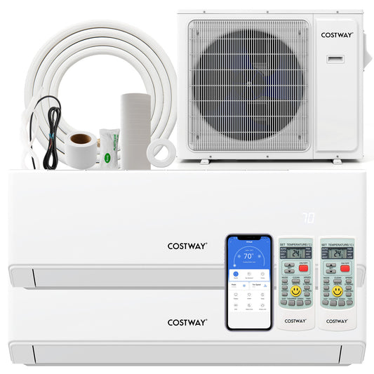 UltrEco Series 18000 BTU 2 Zone 22 SEER2 Mini Split Air Conditioner Wifi Enabled with Heat Pump-7K + 12K