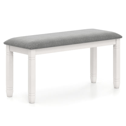 Upholstered Bedroom Bench with Padded Seat and Solid Wood Legs-Gray