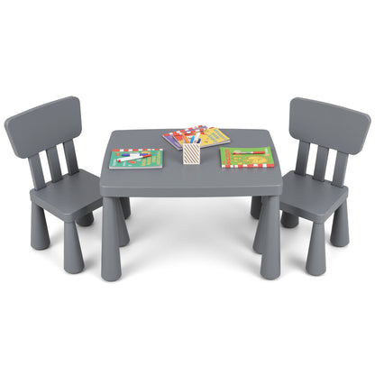 3 Pieces Toddler Multi Activity Play Dining Study Kids Table and Chair Set-Green - Gray