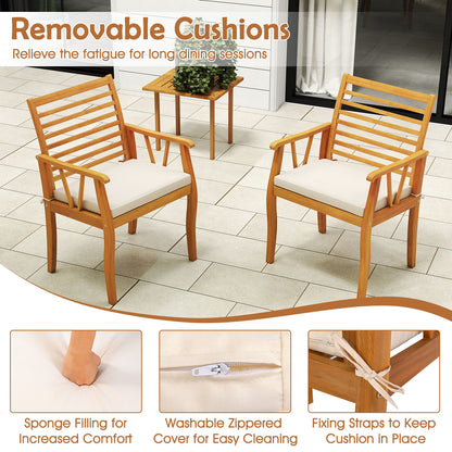7¬†Pieces Acacia¬†Wood¬†Patio¬†Dining¬†Set with¬†1.97 Inch Umbrella Hole and Padded Cushions