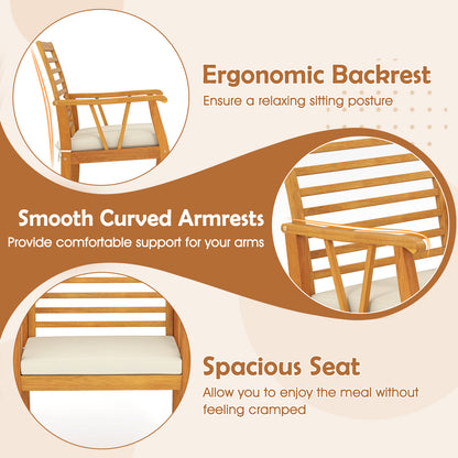 7¬†Pieces Acacia¬†Wood¬†Patio¬†Dining¬†Set with¬†1.97 Inch Umbrella Hole and Padded Cushions