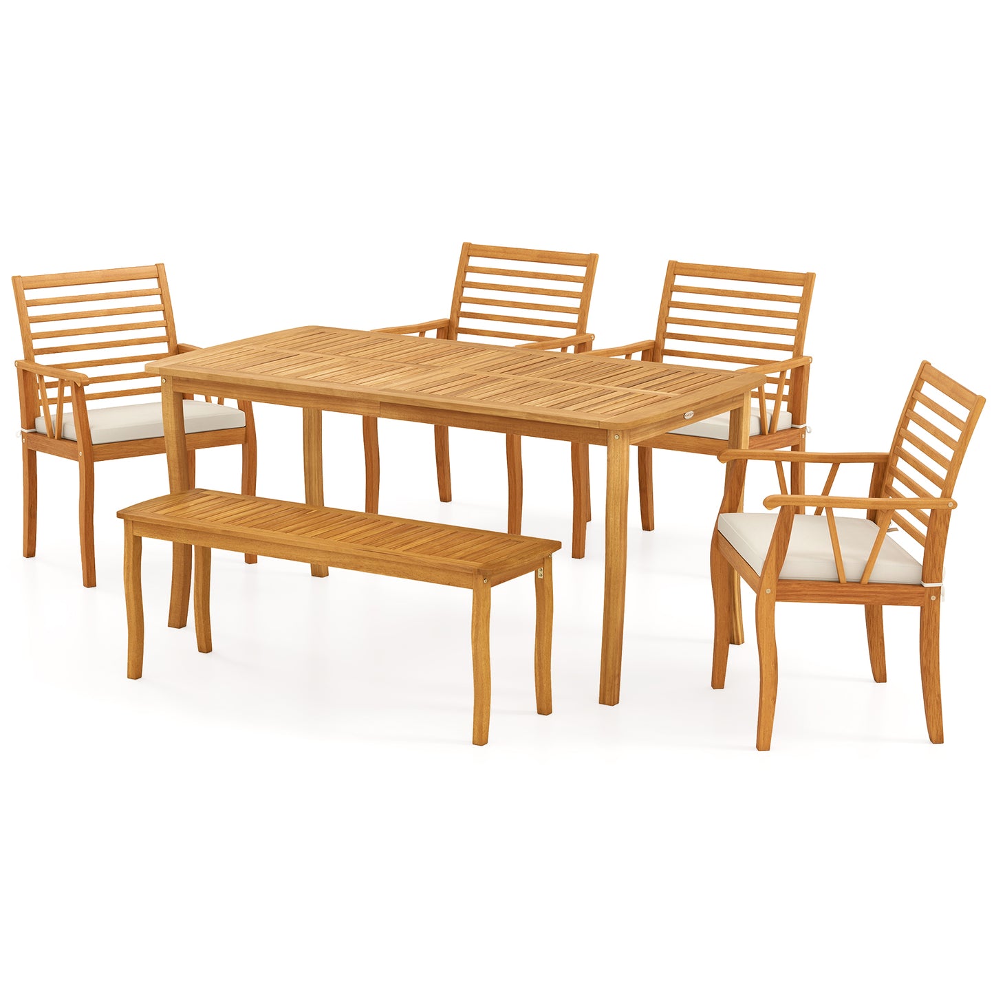 Acacia¬†Wood¬†Outdoor¬†Table¬†and¬†Bench¬†Chairs¬†Set with¬†1.97 Inch Umbrella Hole