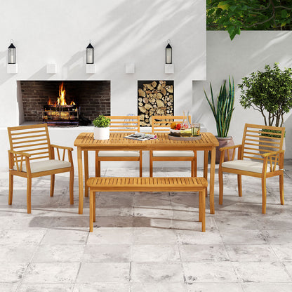 Acacia¬†Wood¬†Outdoor¬†Table¬†and¬†Bench¬†Chairs¬†Set with¬†1.97 Inch Umbrella Hole