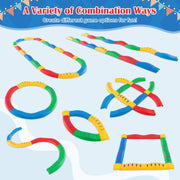 Colorful Kids Wavy Balance Beam with Textured Surface and Non-slip Foot Pads-Blue & Orange - Multicolor