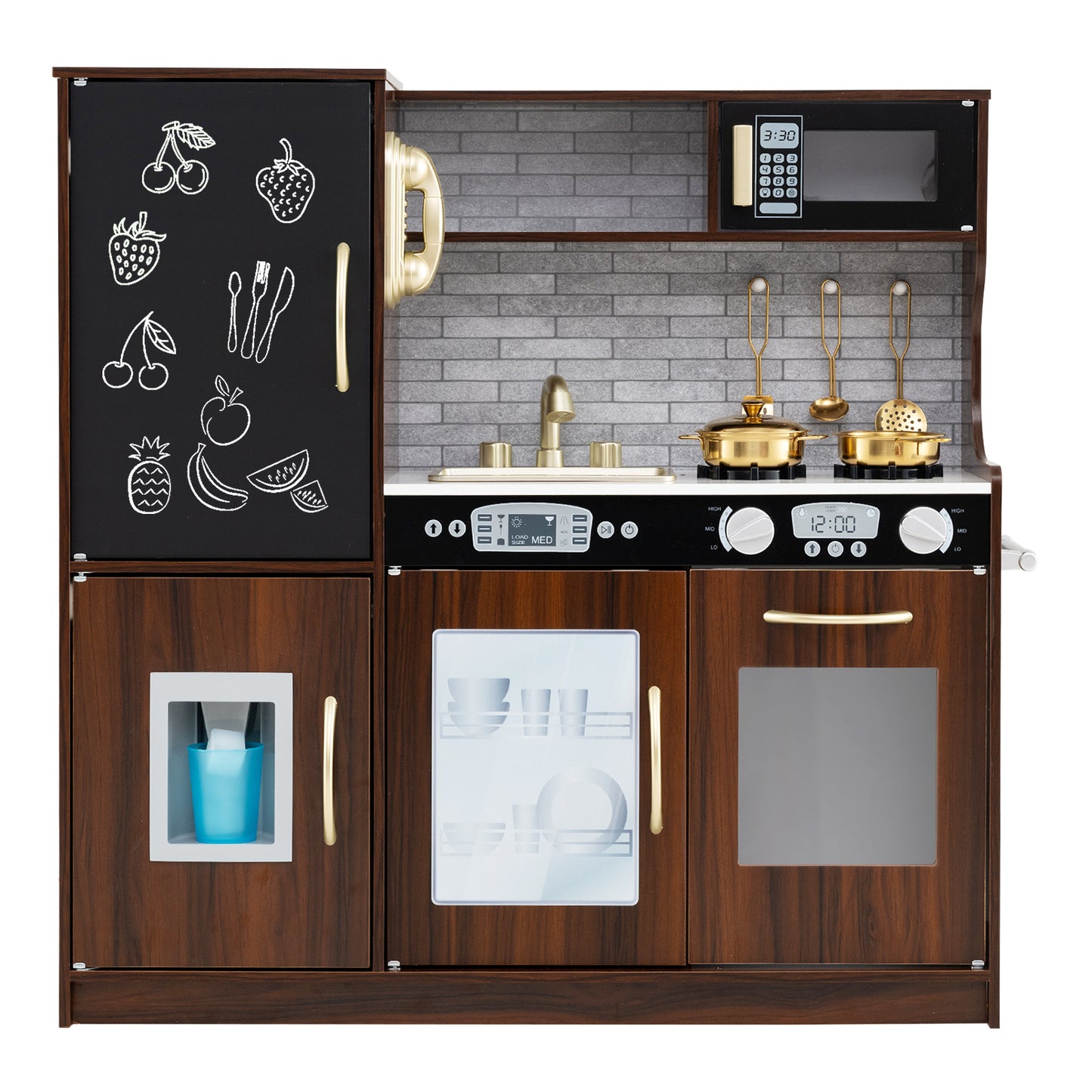 Toddler Pretend Play Kitchen for Boys and Girls 3-6 Years Old-White - Brown