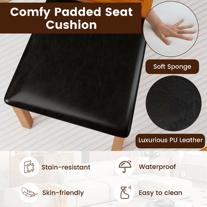 Set of 2 Wooden Dining Chair with Rubber Wood Legs for Living Room-Brown