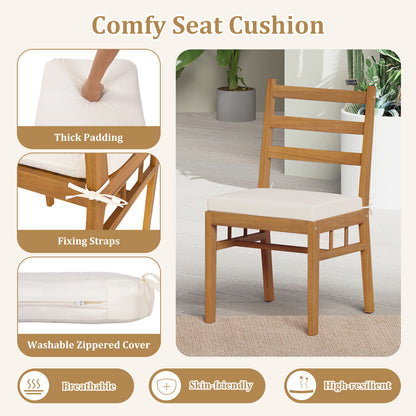 7 Pieces Patio Acacia Wood Dining Set Outdoor Rectangular Table and Chairs Set