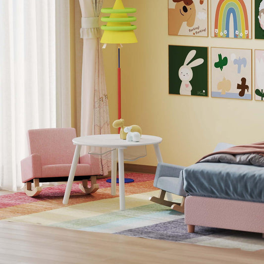 Children‚Äôs Room Furniture Bundle: Twin Pink Bed Blue & Pink Rocking Chairs Storage End Table