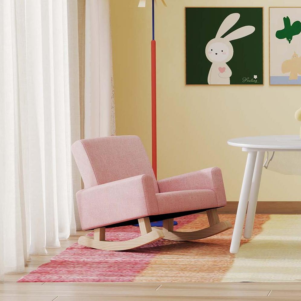 Children‚Äôs Room Furniture Bundle: Twin Pink Bed Blue & Pink Rocking Chairs Storage End Table