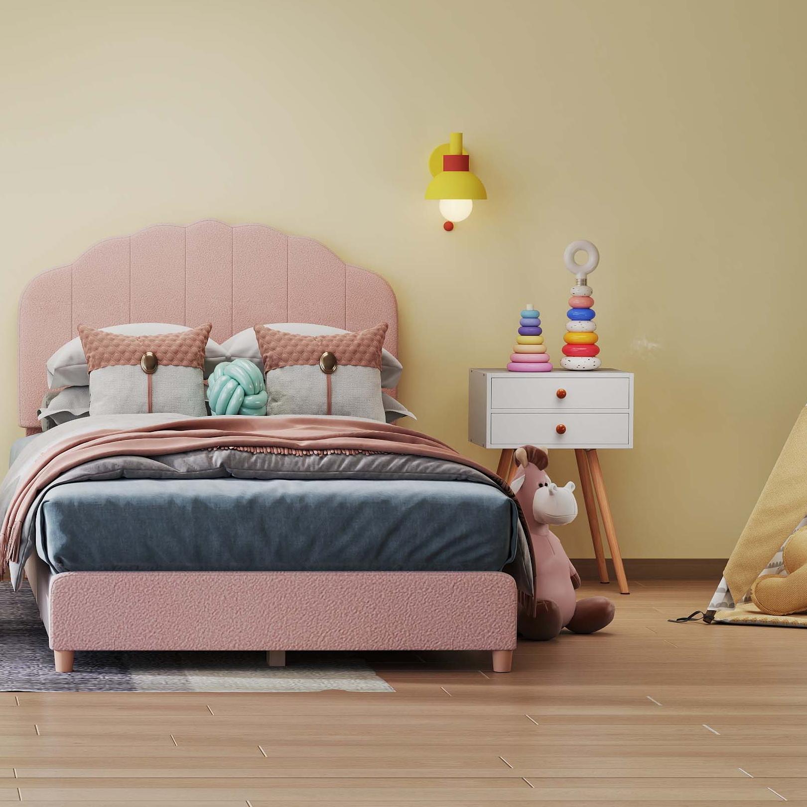 Children‚Äôs Room Furniture Bundle: Twin Pink Bed Blue & Pink Rocking Chairs Storage End Table