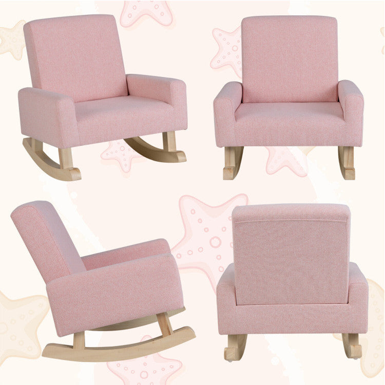 Children‚Äôs Room Furniture Bundle: Twin Pink Bed Blue & Pink Rocking Chairs Storage End Table