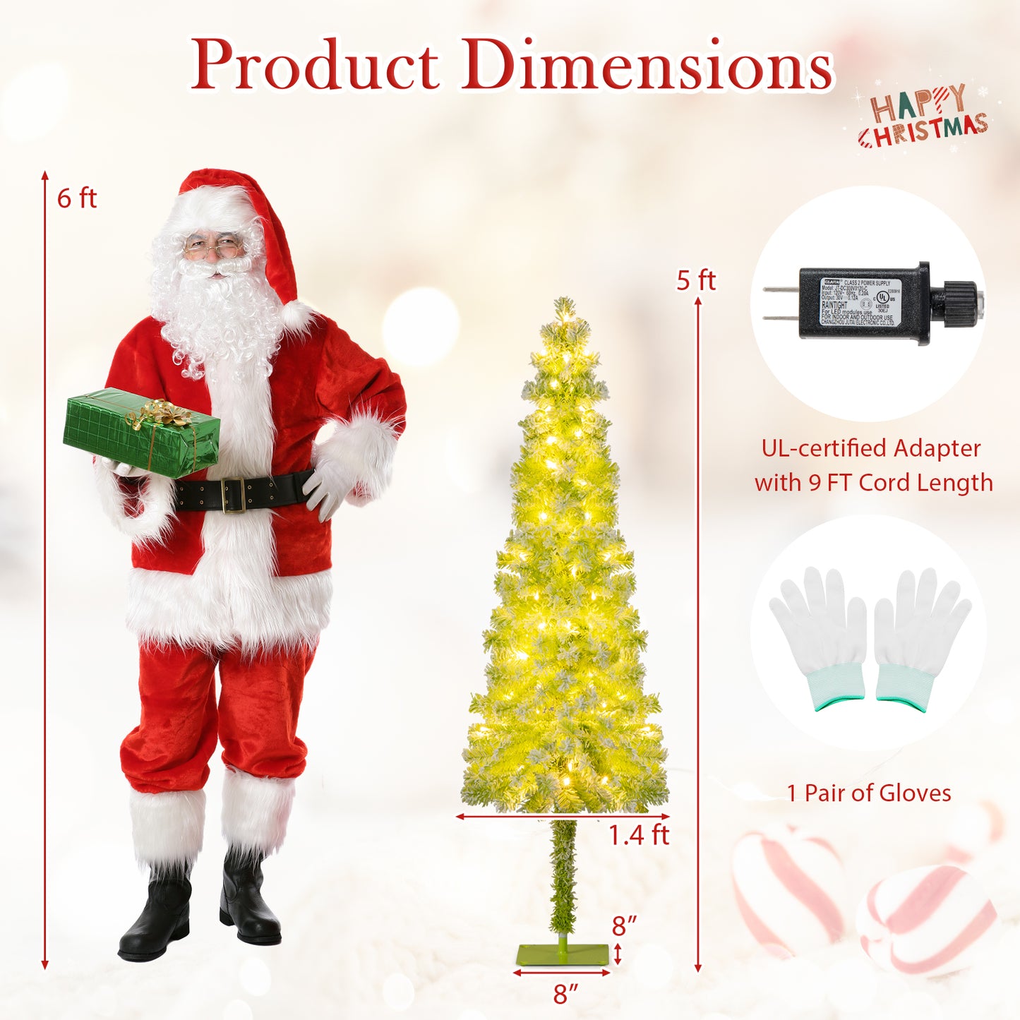 5/6/7 FT Whimsical Christmas Tree with Bendable Top and 216/290/366 Branch-5 FT