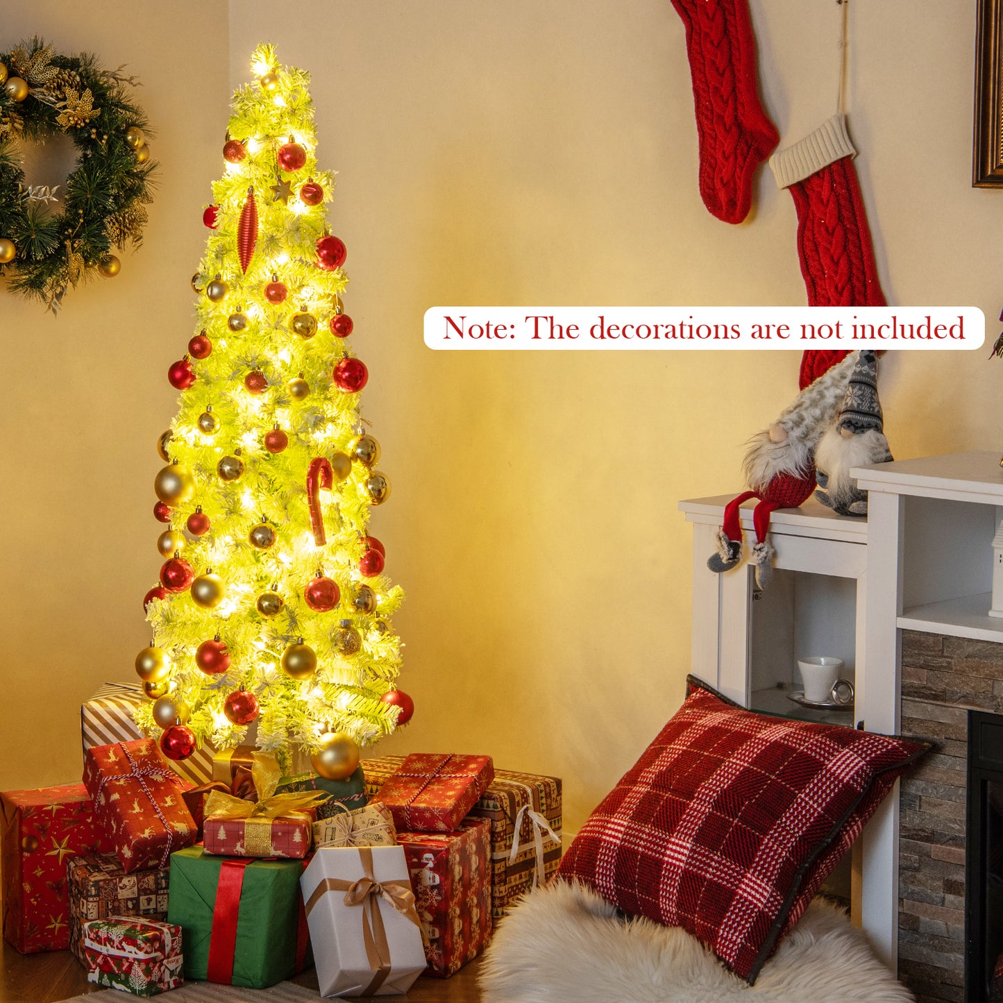 5/6/7 FT Whimsical Christmas Tree with Bendable Top and 216/290/366 Branch-5 FT