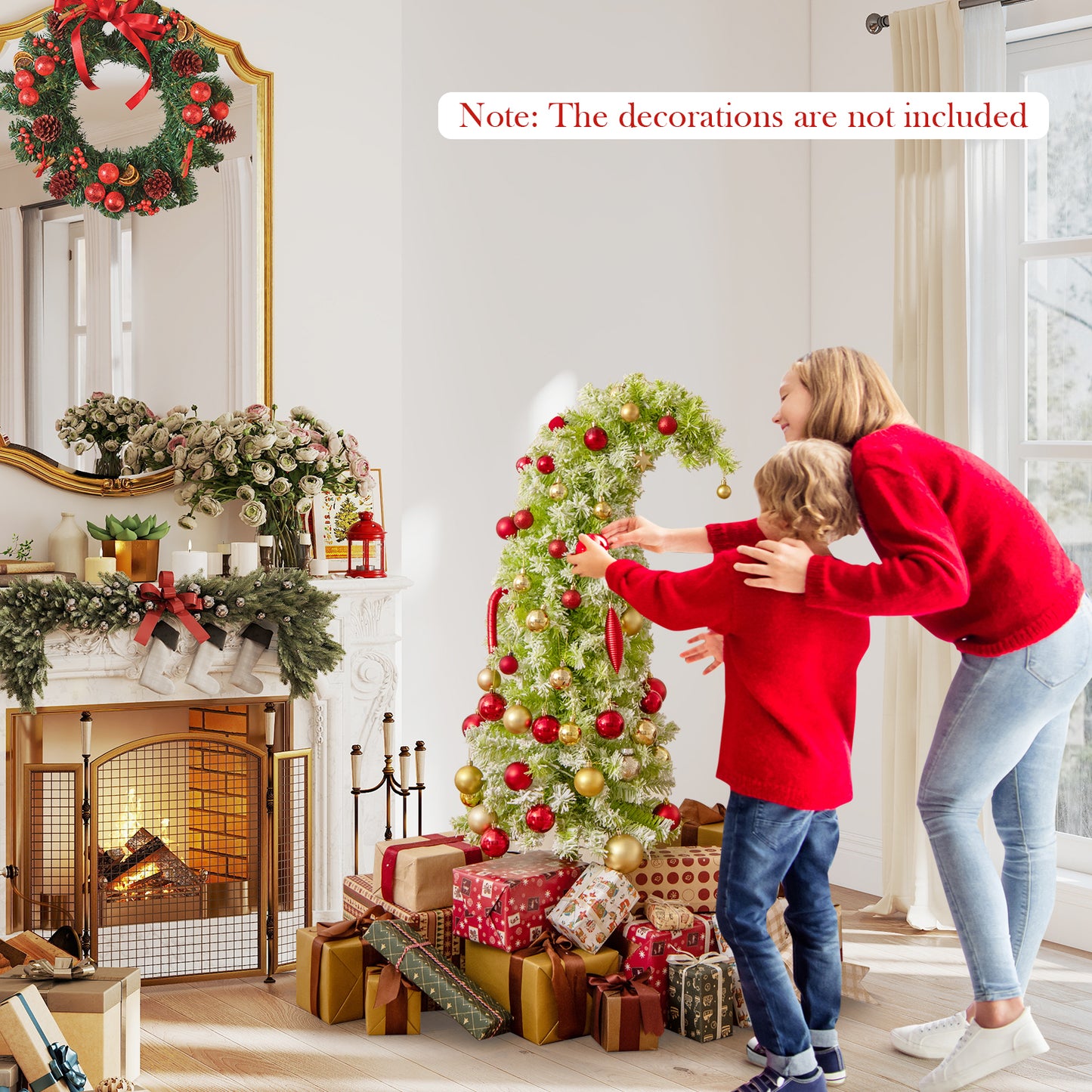 5/6/7 FT Whimsical Christmas Tree with Bendable Top and 216/290/366 Branch-5 FT