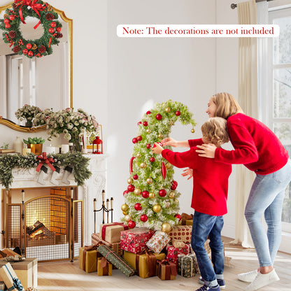 5/6/7 FT Whimsical Christmas Tree with Bendable Top and 216/290/366 Branch-5 FT