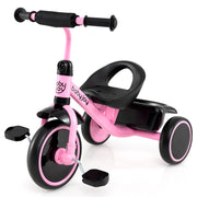 Toddler Tricycle Kids Trike with Adjustable Seat and Storage Basket Aged 3-5 Years Old-Pink - Pink