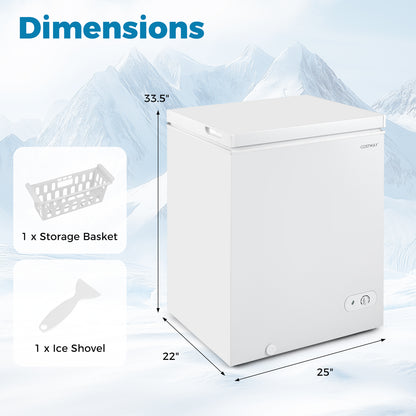 141 L/5 Cu.Ft Compact Chest Freezer with 7-Gear Adjustable Temperature-White