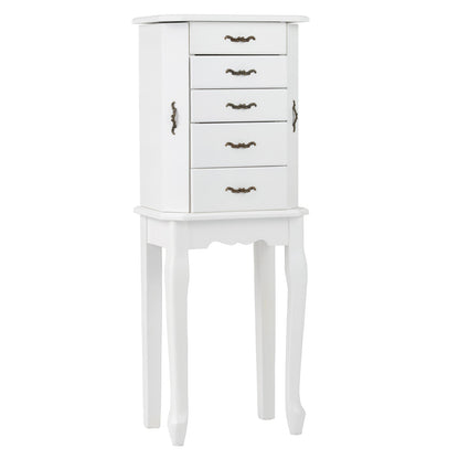 Standing Jewelry Box with 4 Drawers and 2 Side Doors-White