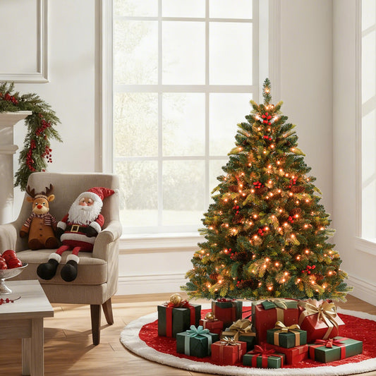 5/6/7/8 FT Artificial Christmas Tree with LED Lights and Remote APP Control-5 FT