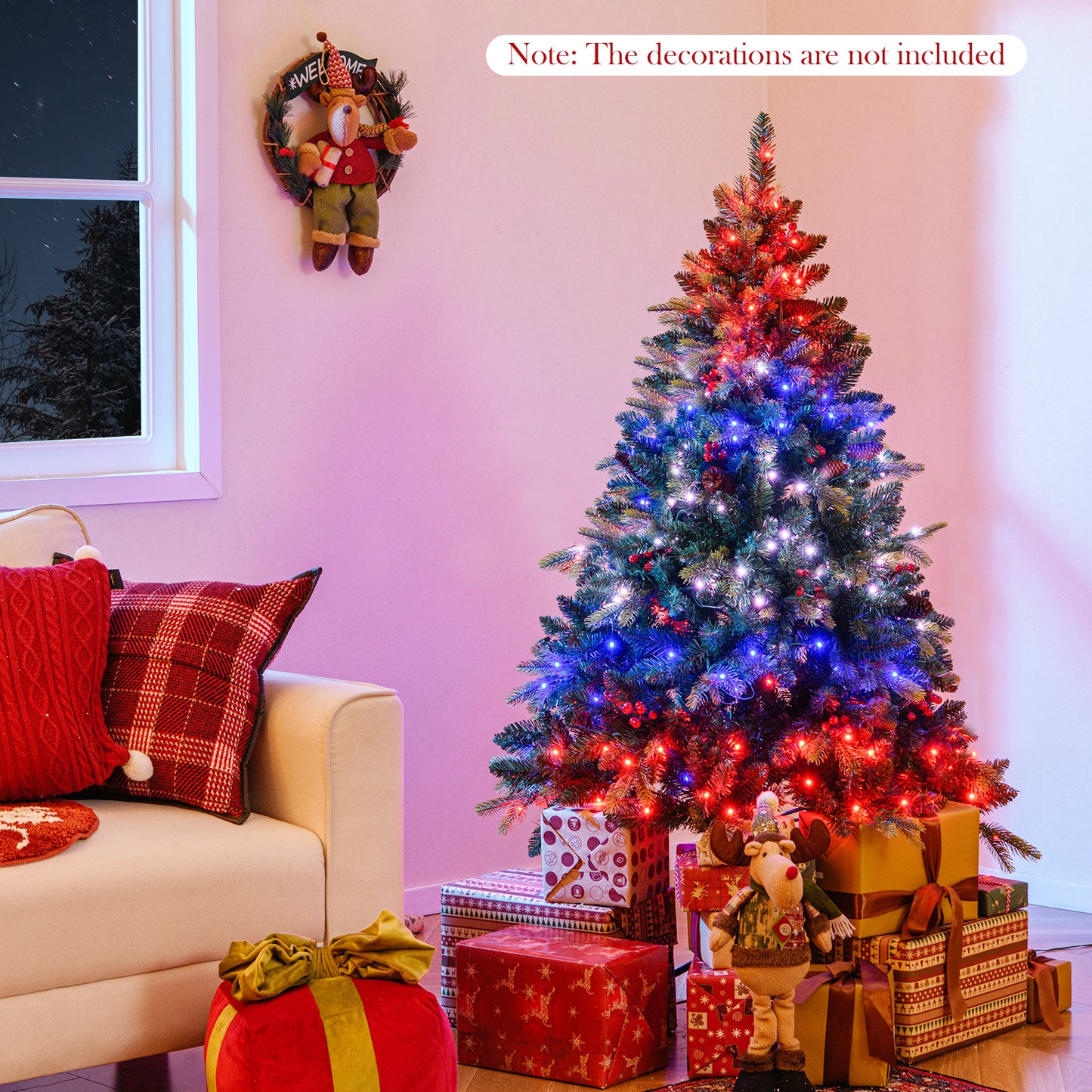5/6/7/8 FT Artificial Christmas Tree with LED Lights and Remote APP Control-5 FT